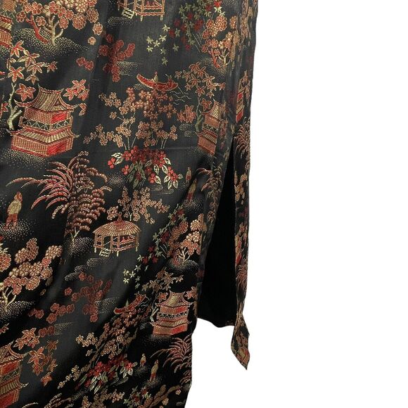 Peony Chinese Flower Blossom Tree Satin Dressing Gown Robe Dress Vintage size 34 - Picture 4 of 7